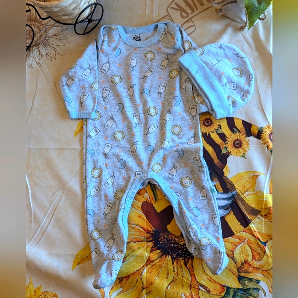 Millie & Myles Footie With Matching Hat/ NWOT/ 0-3 Months